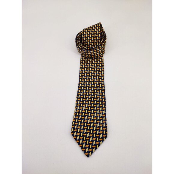 Ermenegildo Zegna Italian Men's Luxury Silk Geometric Tie - Picture 1 of 6